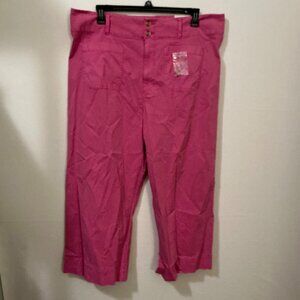 LC Lauren Conrad Womens Size 20W Pink Super High Rise Wide Leg Crop Pants NEW